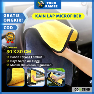 Kain Lap Microfiber Premium 30x30 CM Lembut Super Tebal 2 Sisi Halus Anti Lecet Serbaguna Multifungsi Untuk Motor Mobil Kaca Dapur Rumah Tebal Mudah Serap Air Anti Minyak Mudah Dicuci Peralatan Perlengkapan Rumah Tangga