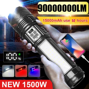 Đèn pin Led có thể sạc lại công suất cao 90000000LM mới Tích hợp đèn pin siêu công suất 15000mAh Đèn pin chiến thuật Đèn pin chiến thuật2026