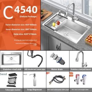 [Cozy ]Multi-Function Kitchen Sink Thickening Sink Antifouling Undermount Kitchen Sink Household Stainless Steel Sink