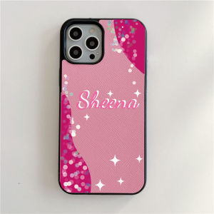 Customize Name Pink Style PU Leather Case for iphone 14 13 15 16 17 Pro Max 14 16 Plus Case Luxury Brick Saffiano Vegan Cover