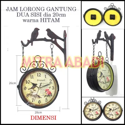 Jam Antik Dinding Stasiun Cafe Lorong Jalan Vintage Model 2 Sisi MODEL BESAR DIAMETER 18 CM 20 CM