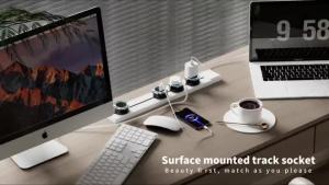 Power Track Socket Reccesed 40CM 60CM Multiple Usb Switch With Light Extension Wall Modern Design 轨道插座插头