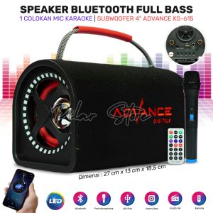 Speaker Bluetooth Full Bass Advance KS-615 Gratis Mic wireless + Remote | speaker 4 inch Super basss | Speaker karaoke Free Mic wireless Advance KS 615