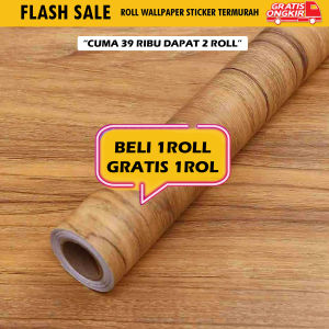 BELI 1 GRATIS 1 Wallpaper Dinding Motif Kayu Serat Polos Tahan Air Ukuran 45cm X +-4m