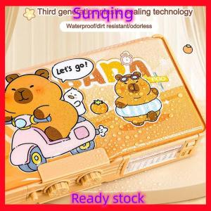 SQ Stationery [Flash Sale] Đa chức năng capibara bút chì trường hợp công suất lớn mật khẩu khóa văn phòng phẩm hộp hai lớp công nghệ cao hộp bút không có văn phòng phẩm