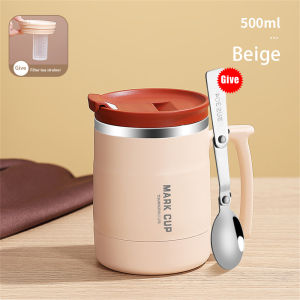 VIVOLILV 【2-3 Days Delivery】500ml Stainless Steel Coffee Mugs Tumbler Hot And Cold With Spoon And Filter Vacuum Flask Insulated Tumbler Tea Milk Cup