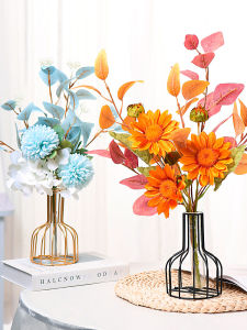 Fake Peony Flowers in Gold Vase Artificial Peonies Ins Flower Arrangement for Table Centerpiece Wedding Home Office Desktop Floral Decoration
