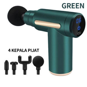 Pijat Otot Mini Elektrik Genggam LED Massager Gun 4-In-1 dengan Banyak Kepala Pijat
