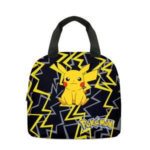 Upgrade Pikachu School Bag Three-piece Pokemon Cartoon Anime Student Pencil Bag Lunch Bag Birthday Gift for Girls Kids Boys