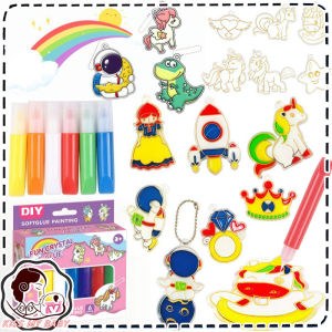 Bake Free Glue Painting Keychain Toys DIY 3D Crystal Glue Painting Pendant Kids Gift Multiple Series
