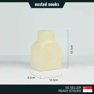 Ceramic Vase for Home Decor Vase Interior Living Room Minimalist Beige Ceramic Vase Decorative Flower Leaves Off White Vase