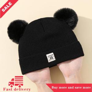 [COD] Cute Winter Hat Solid Color Wool Knitted Bonnet Bebe Newborn Baby Hat Pompom For Kids Boys Girls Children Warm Cap