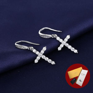 Diamcity  (Free Gra Certificate) Anting Salib Moissanite Wanita