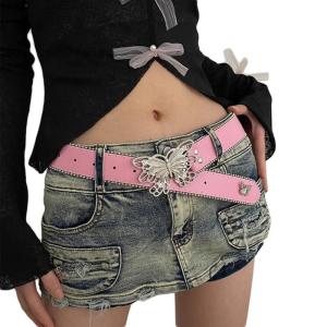 Subculture Butterfly Buckle Belt for Women Fashion Pin Buckle Belt Wide Belt Cool Girls Waistband for Jeans Accessories