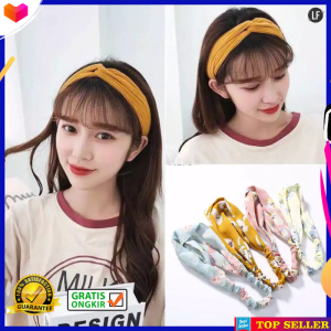 Bando Korea Kekinian Motif Bunga Bendo Wanita Dewasa Ikat Rambut Perempuan A4