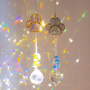 DSFDF Treo Dụng cụ bắt nắng in hình bàn chân Sáng tạo Pha lê  dây chuyền bộ sưu tập ánh sáng Trang trí vườn Tinh tế Chuông gió Cửa sổ