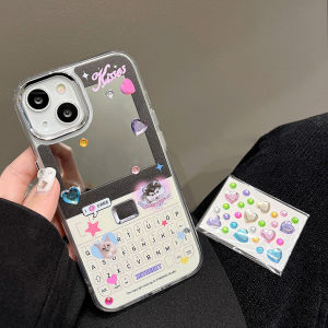 CrashStar Creative Cat Phone Fashion Hard Mirror Phone Case With DIY Diamond Sticker For iPhone 15 14 Pro Max Plus 13 Pro Max 12 Pro Max 11 Makeup Phone Casing Cover With Plating Camera Protection Hot Sale