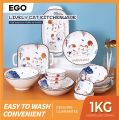 Cat Series Kitchenware Ceramic Tableware Set Dumpling Plate Rice Bowl Soup Bowl Baking Pan - Mangkuk Pinggan. 