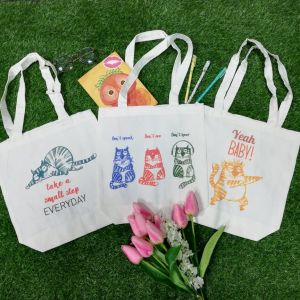 Transfer It Personalized Editable Name BLESSED and CATS OBSESSED Design Cat Lover Canvas Tote Bag
