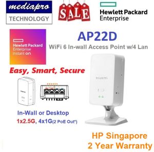 HPE Networking Instant On AP22D Access Point w/2.5G Wan & 3-port Lan In-Wall Mount or Desktop Smart Mesh Free Cloud Managed ( Aruba Instant On ) - 2 Yr HPE Singapore Warranty