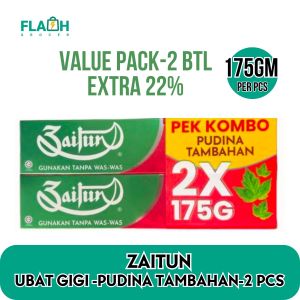 Zaitun Ubat Gigi -Wajah Baru -Value pack 22% - Toothpaste Pudina Tambahan & Pemutihan & Aloe Vera (Extra Mint & Whitening) Halal Certified