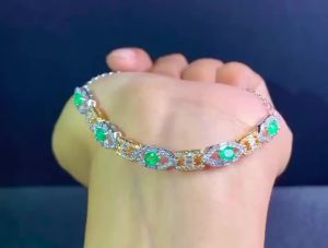 KJJEAXCMY fine jewelry 925 sterling silver inlaid natural emerald bracelet girls new Birthday Party Christmas Halloween Wedding