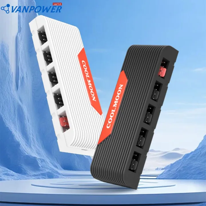 4Pin PWM Fan Hub 1 to 5 Ports for Motherboard 12V Cooling Fan Splitter ...