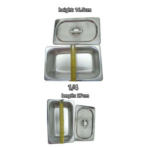 Gastronorm Tray Pan Food Container With Lid Canteen Basin Buffet Food Holder Stainless Steel