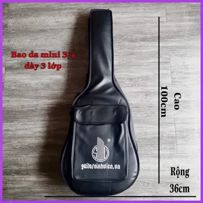 Bao da đàn guitar 3 lớp cho đàn mini 3/4 - Bao có kích thước 100cm x 36cm x 12cm - Chống nước chống xước cực tốt - Tặng tài liệu