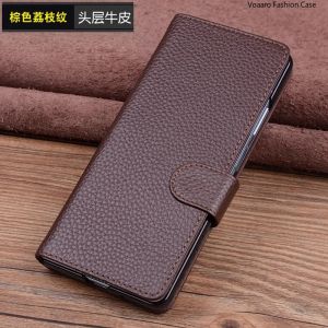 Genuine Leather Flip Cover for Vivo X Fold5 Case for Vivo X Fold 5 Fold3 Pro Card Slots Wallet Case with Magnetic Buckle