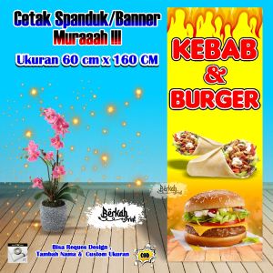 Spanduk Banner Kebab & Burger Ukuran 60 cm x 160 cm