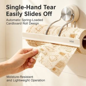 MESSUE No Drilling Paper Towel Holder Automatic Paper Locking Suction Cup Kitchen Tissue Holder Multi Scene Wall Mounted Napkin Roll Rack Kitchen