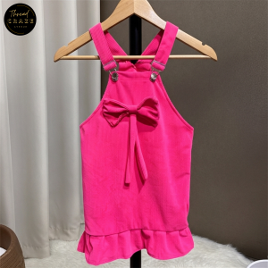 Thea Vibrant Corduroy Jumper Dress for Girls | Thea Kids Fashion Overall Skirt w/ Adorable Front Ribbon