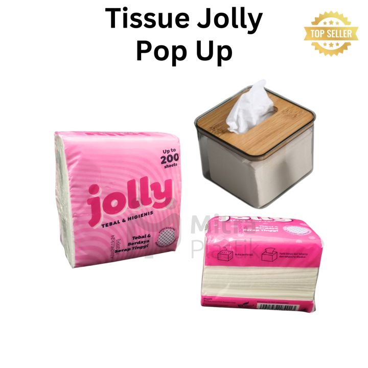 Tissue Kotak Kecil Jolly isi +- 200 lbr Tisu Makan Facial Pop Up Polos
