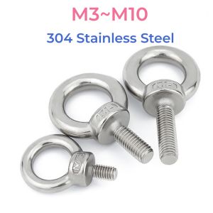 304 Stainless Steel Eye Bolt Marine Lifting Eye Screws M3 M4 M5 M6 M8 M10 O-Ring Eyebolts Ring Loop Hole For Cable Rope Eyebolt