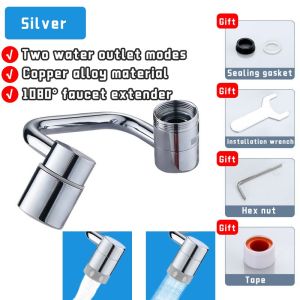 【SG STOCK】1080° Universal Rotation Bathroom Sink Brass Faucet Expander 2-Mode Water-Saving Pressurized Bathroom Swivel Faucet 万向水龙头