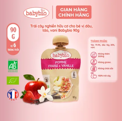 Trái cây nghiền hữu cơ cho bé Babybio 90g (từ 6 tháng tuổi)