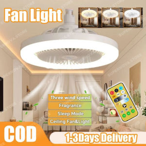 Ceiling Fan with Light With Remote Control Smart Fanlight Lights Bulb With Electric And 2 IN 1 E27 Controller 3 Blades remotely With Led Light Fan