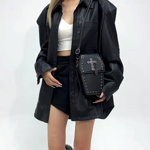 Túi gắn đinh Túi đeo chéo Quan Tài hình túi cho phụ nữ đa năng PURSE Túi Thời Trang Halloween Gothic Túi Túi đựng điện thoại