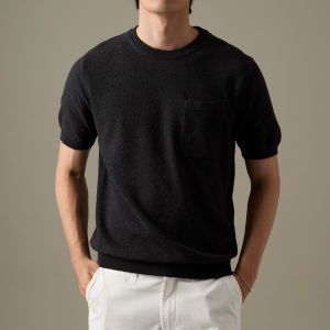TWENTYSECOND เสื้อยืดแขนสั้นผ้า Knit รุ่น Brandon Knit Cotton Tee - ดำ / Black