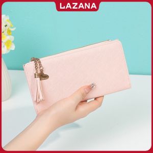 LAZANA #6193 Long womens wallet with coin pocket Simple Lightweight and ultra-thin PU leather zipper
