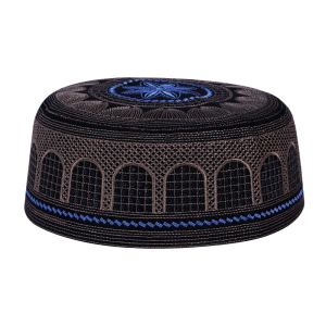 Saudi Arabian Islamic Cotton Cap Mens Prayer Hat/Embroidery Design/56-58cm Muslim Headwear for Mosque & Eid