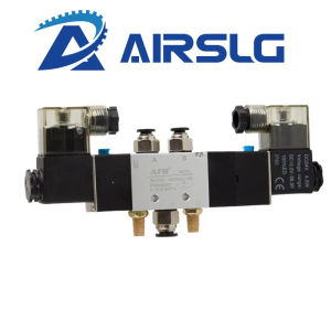 4V130C-06 4V230E-08 4V330P-10 4V430C-15 Pneumatic 5 Way Center Close Air Solenoid Valve Block Manifold PlateAC220V DC24V