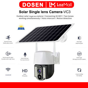 DOSEN Solar CCTV Camera Dual Lens For House WiFi 4G IP Camera Home Wireless with indoor and outdoor/ Full Color Night Vision /Alarm warning HD 1080P
