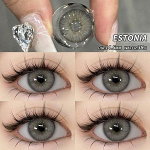 eyeshare【COD】ESTONIA seri Gray/Green Softlens nornal&minus (0.00 S/D -6.00) Soflens Murah Softlens 14.2mm Bigeyes Mata Lensa Kontak Warna Korea Konta