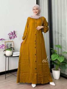 Gamis Twill Polos Full Kancing Baju Gamis Simpel Elegan Best Seller Baju Wanita Dewasa Mewah