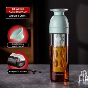 BINCOO ICold Brew Coffee Bottle Mug Coffee Cold Brew Pot Tritan Mug Portable Mug Suitable for Home Office Outdoor 600ML