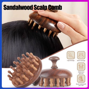 Multi-Functional Wood Therapy Massage Comb Scalp Head Massager Natural Sandalwood Wide Tooth Guasha Scraping Body Relax Massage Scalp Hair Care