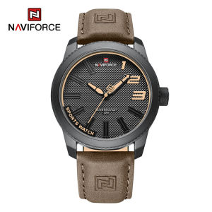 NAVIFORCE Watch for Men Fashion Sport Casual Wristwatch Brown Leather Strap Watch Shock Resistant Waterproof Watch NF9202L