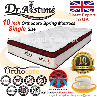 (Limited Edition) Dr.Alstone (Edition Export to UK) 10 inch Orthocare (King/Queen /Super Single/ Single) Mattress Tilam Cooling Aloe Vera Fabric Pure Purifier Include 4 inch Plush Top with 360º Air Ventilation